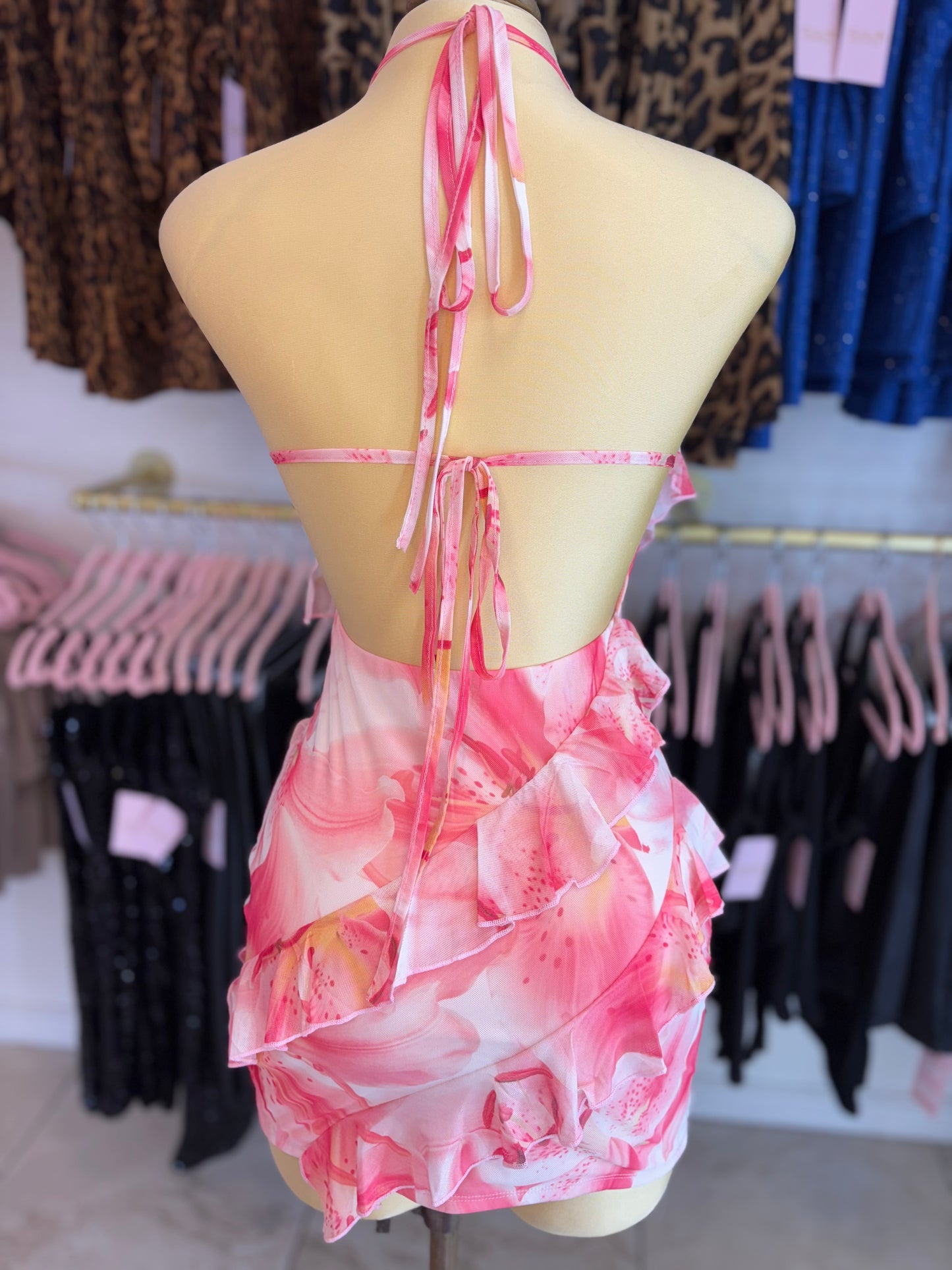 Sunset hibiscus mini dress