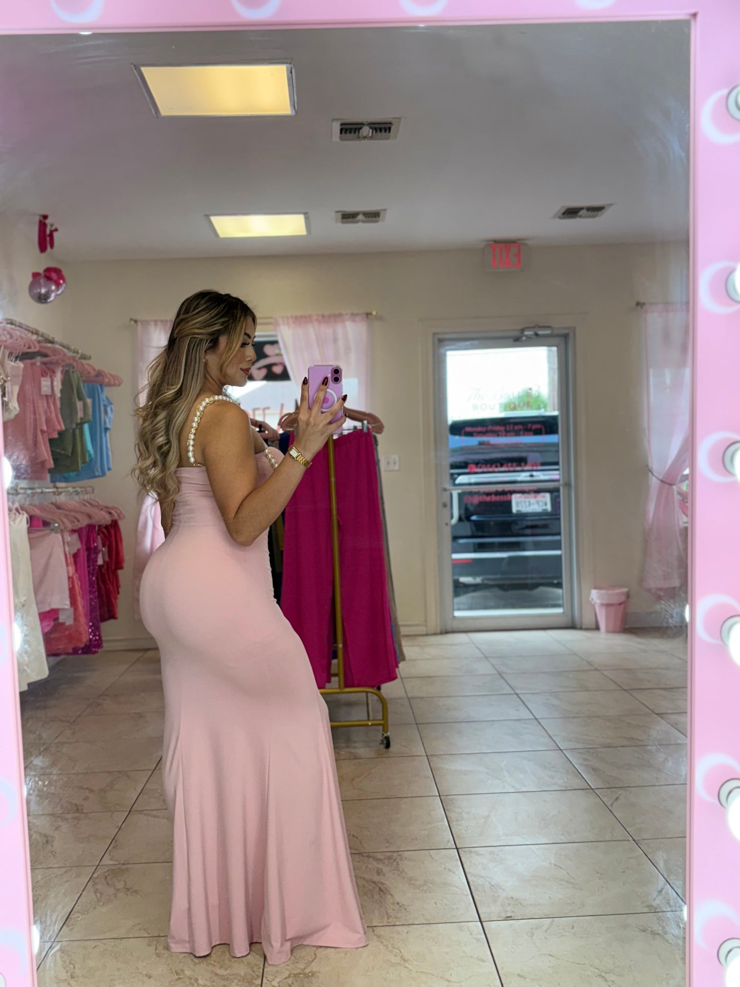 Pink pearled dress