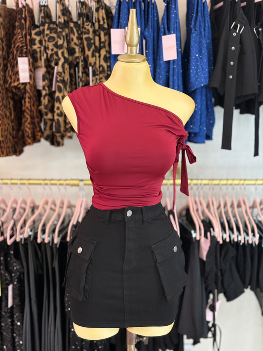 Burgundy Knot Top