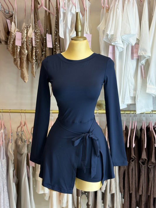 Navy Sporty Glam Dress long sleeve