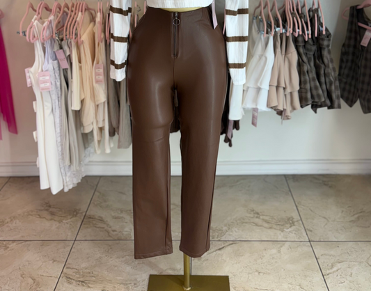 Brown leather pants