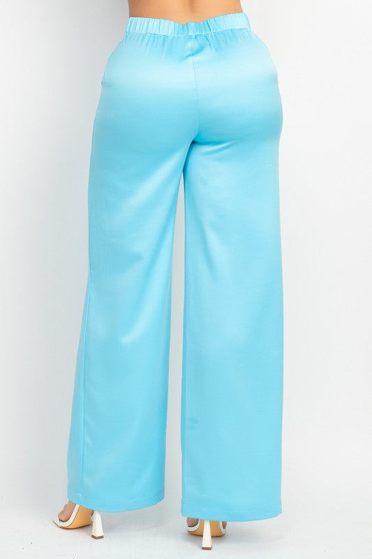 Light aqua satin pants