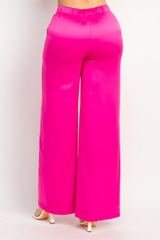 Hot pink satin pants