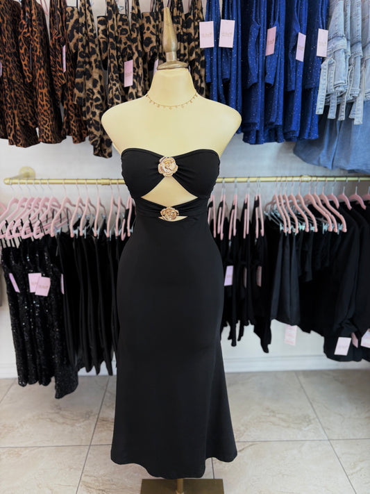 Midnight blossom maxi dress