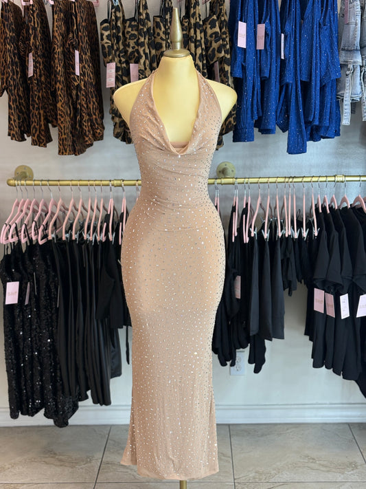 Golden nude glow dress