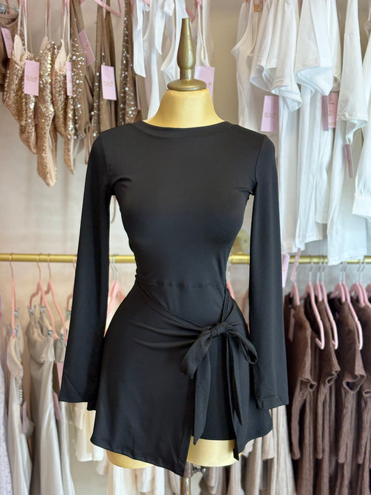 Black Sporty Glam Dress long sleeve