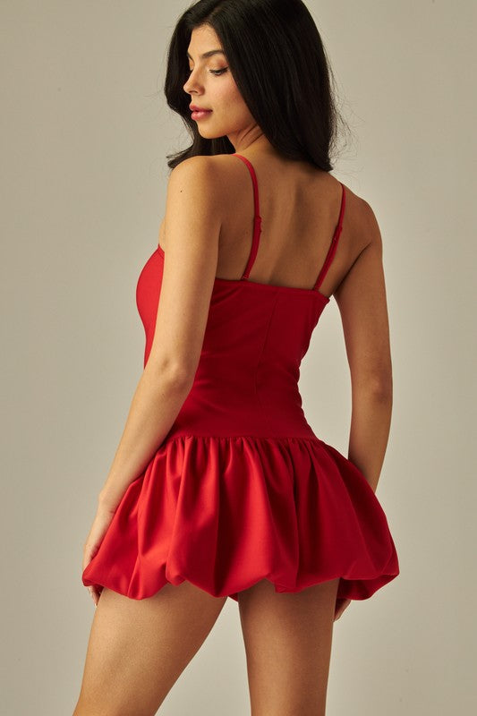 Red bubble mini dress