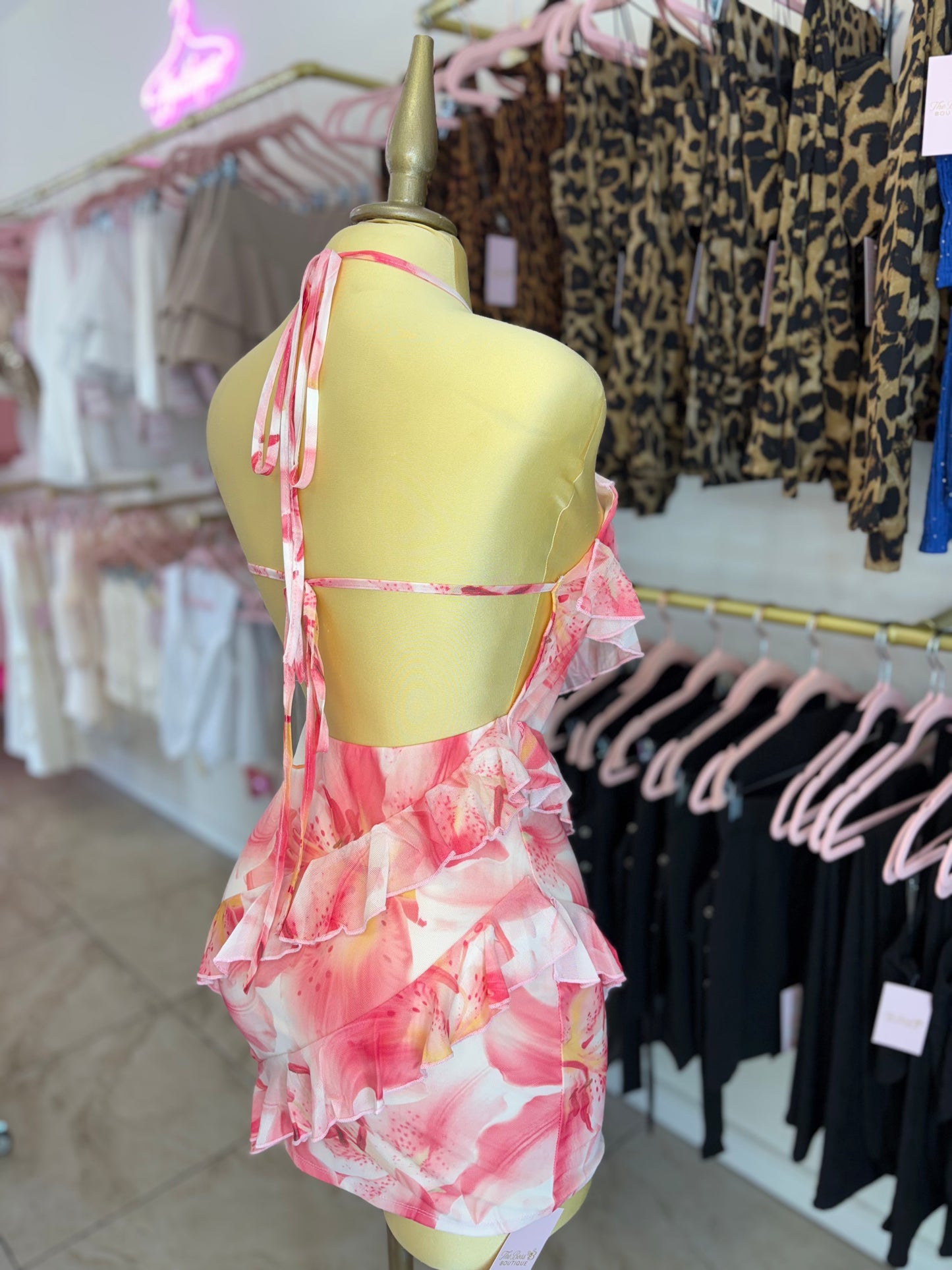 Sunset hibiscus mini dress