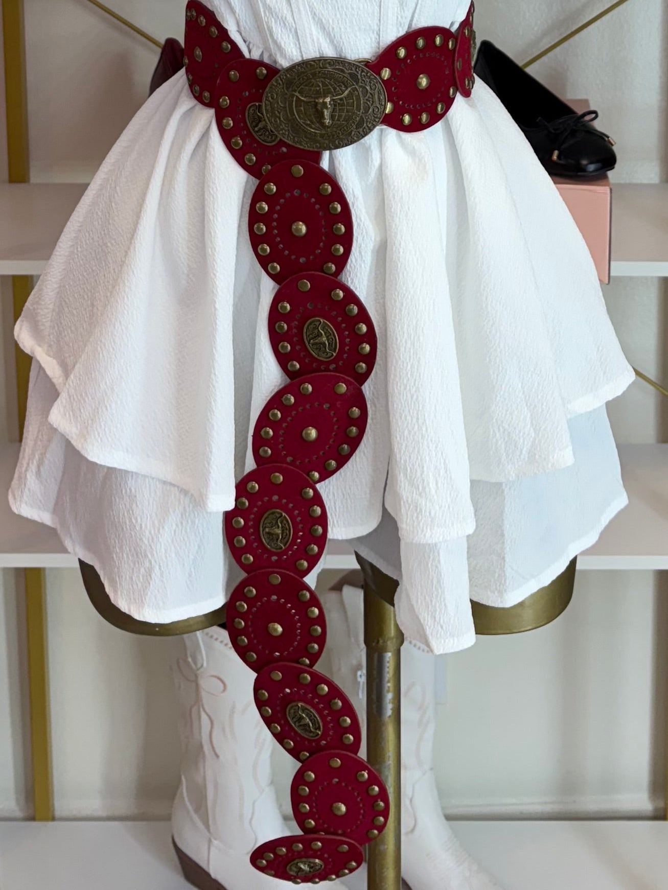 Red rodeo queen belt