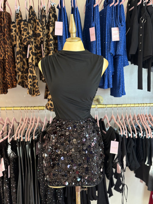 Black ruched bodysuit