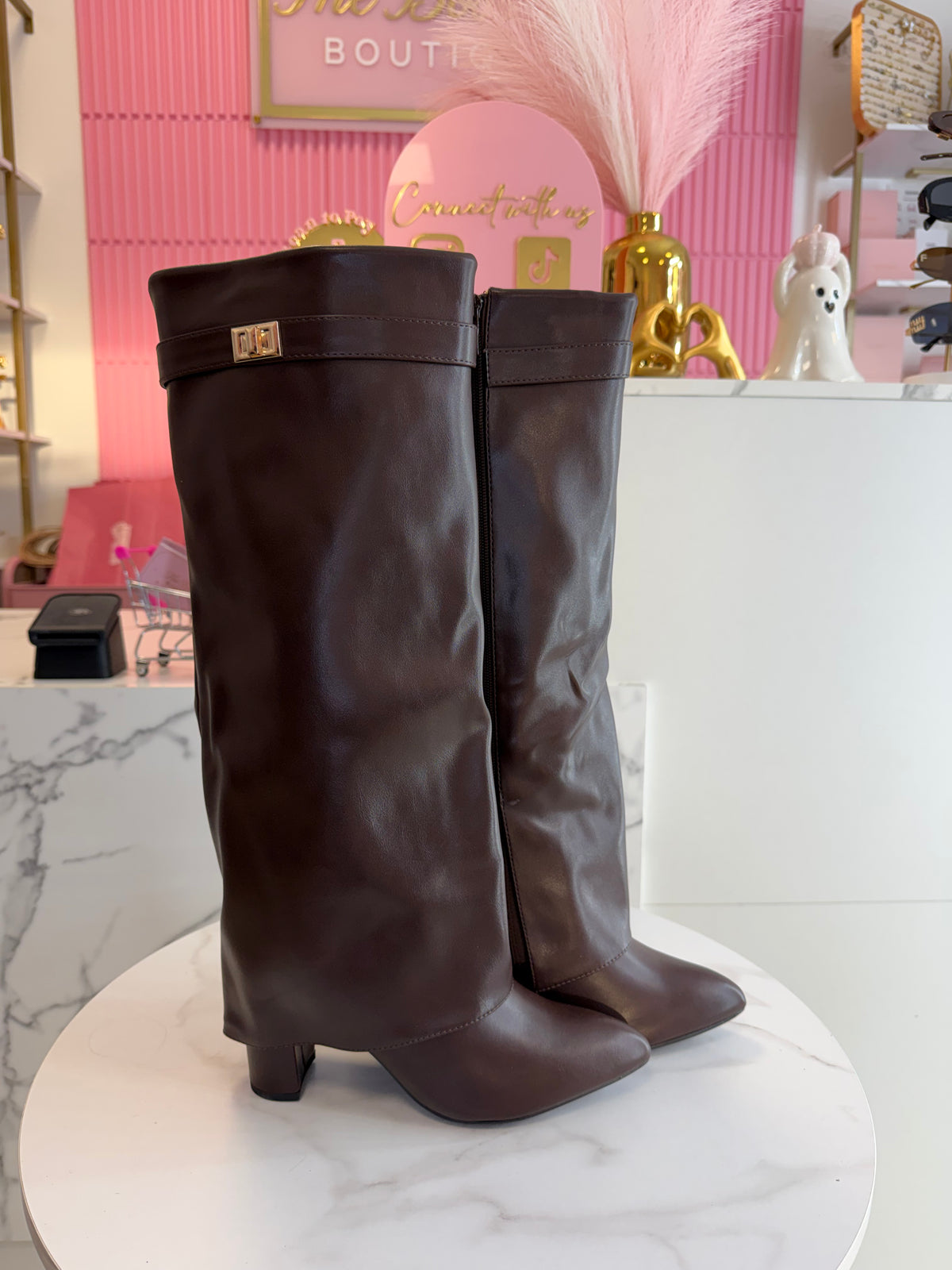 North Fold-Over Boots - Espresso