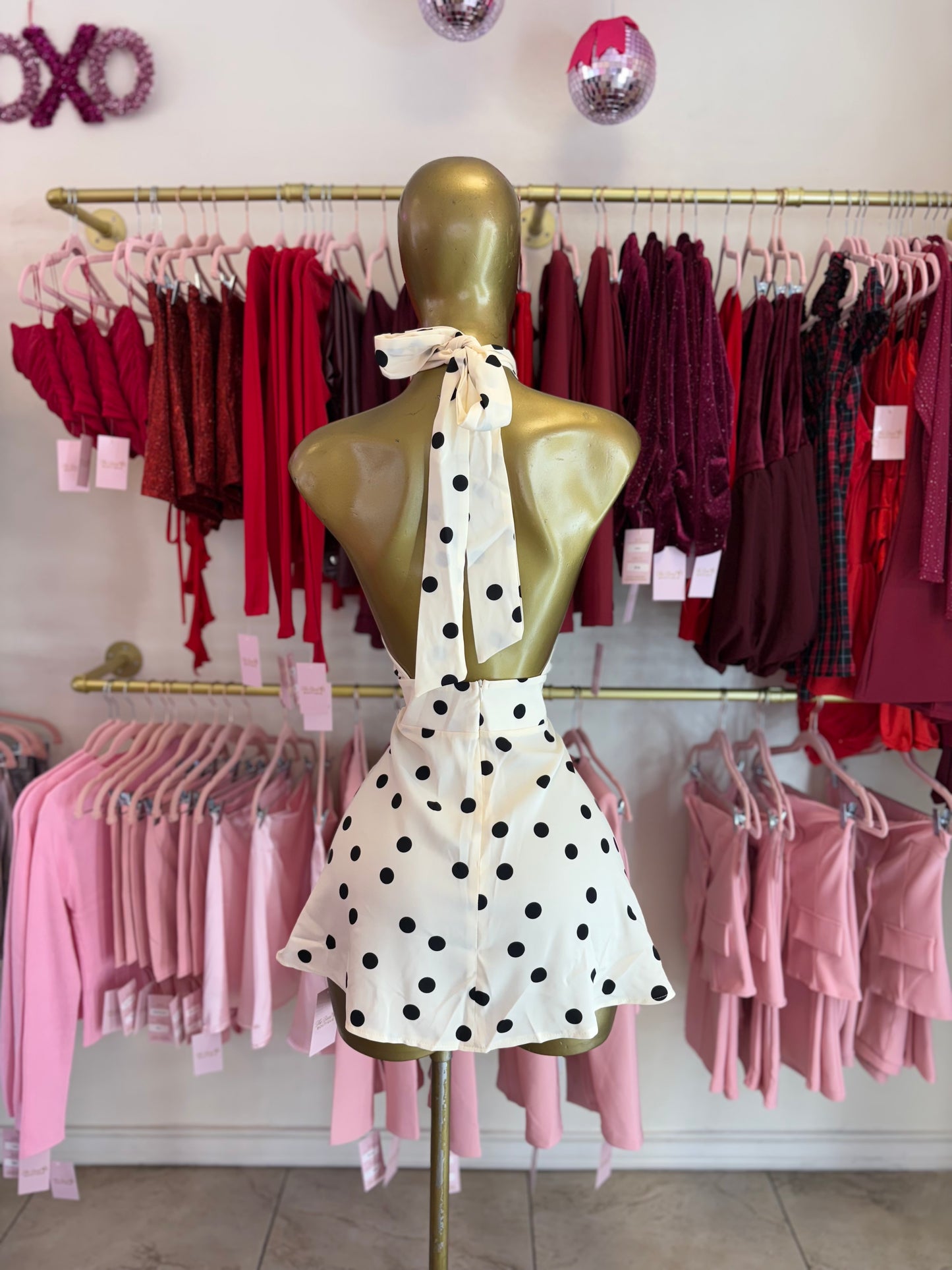 Sweetheart Polka Mini Dress
