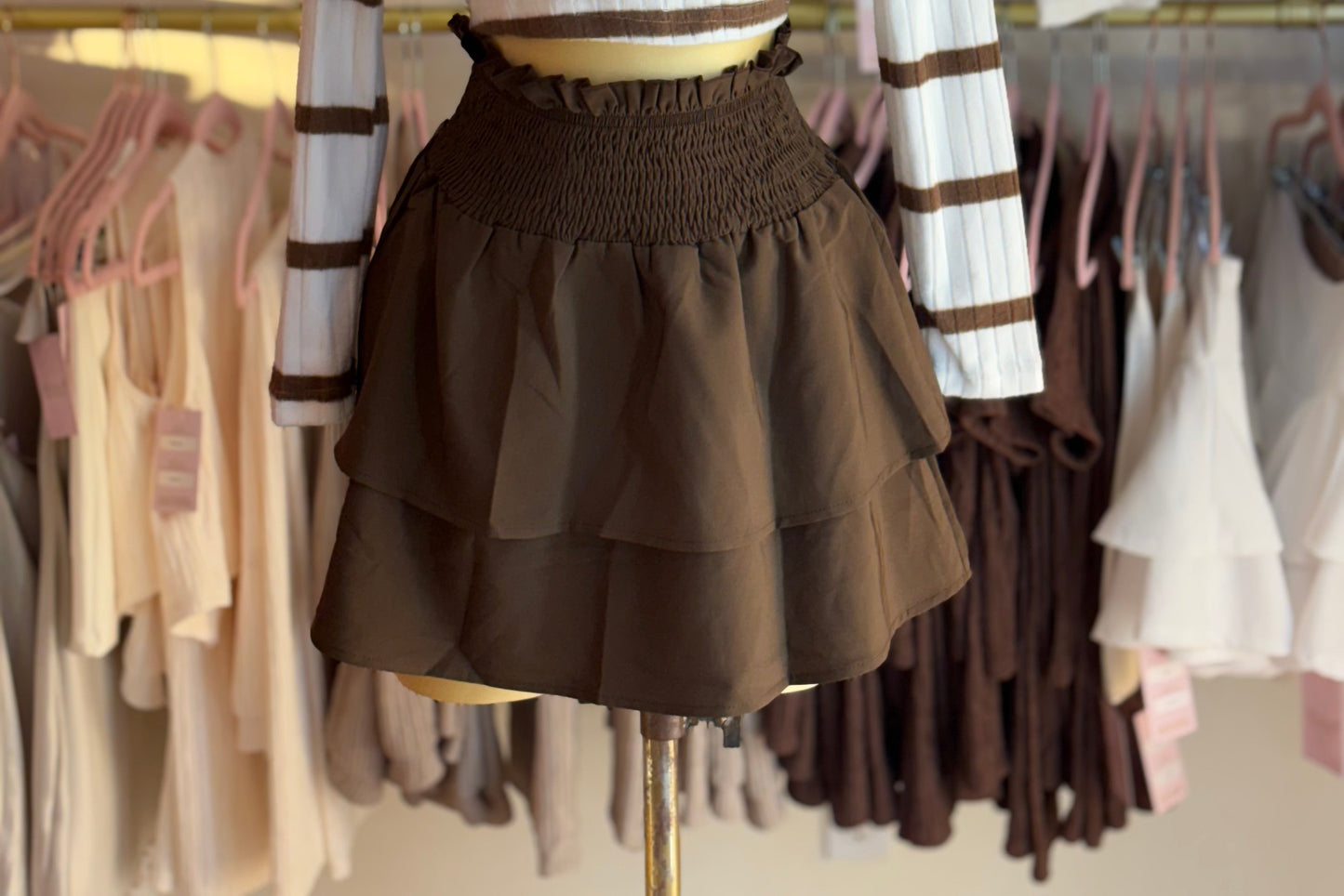 Brown ruffled skirt