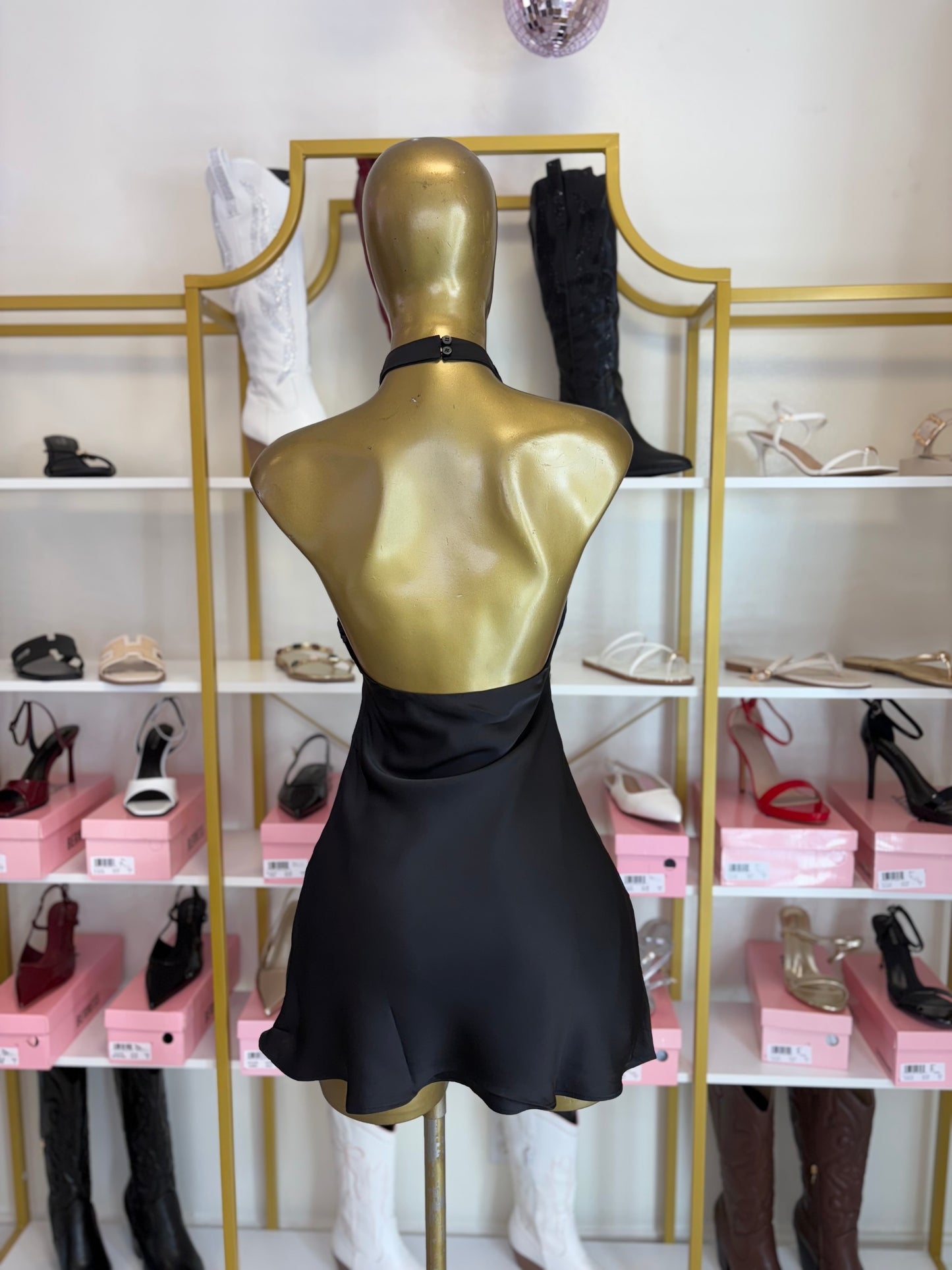 Noir Elegance Satin Dress