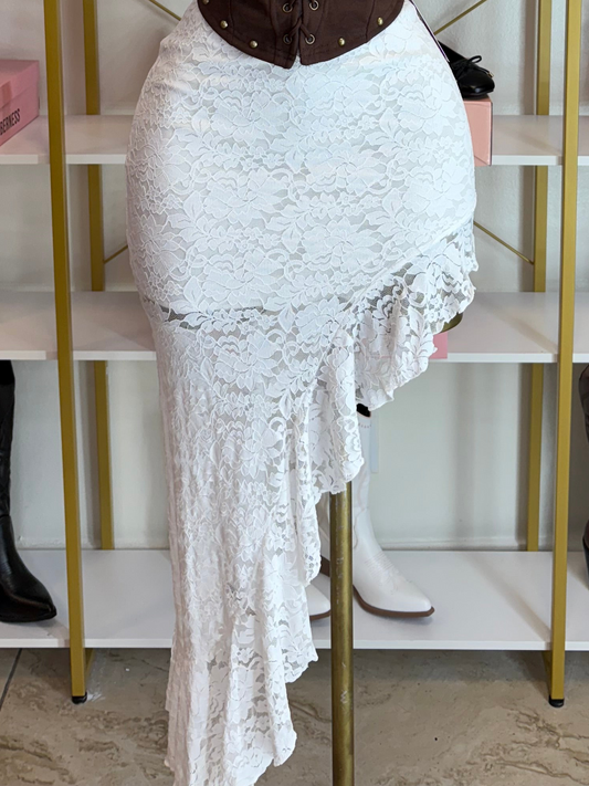 The Lace Darling Skirt - White