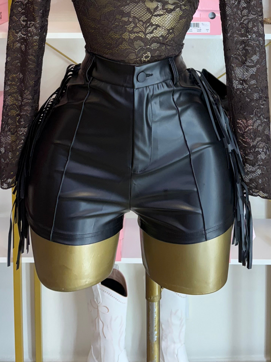 Western fringe shorts - Black