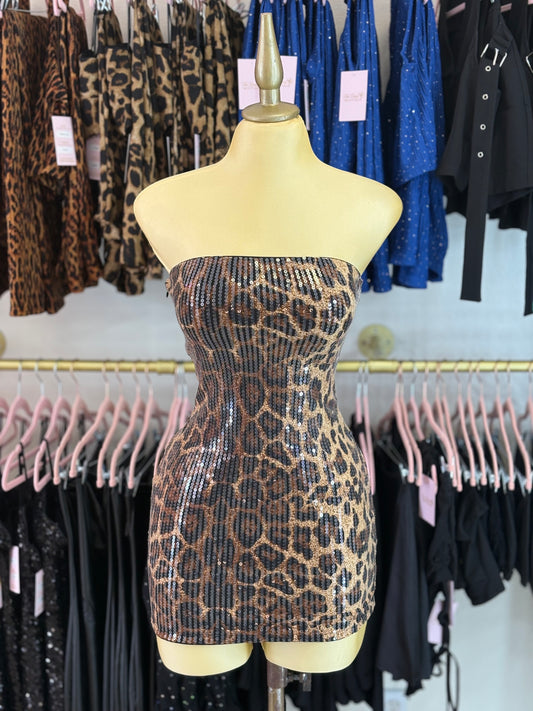 Cheetah print mini dress