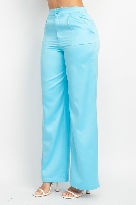 Light aqua satin pants