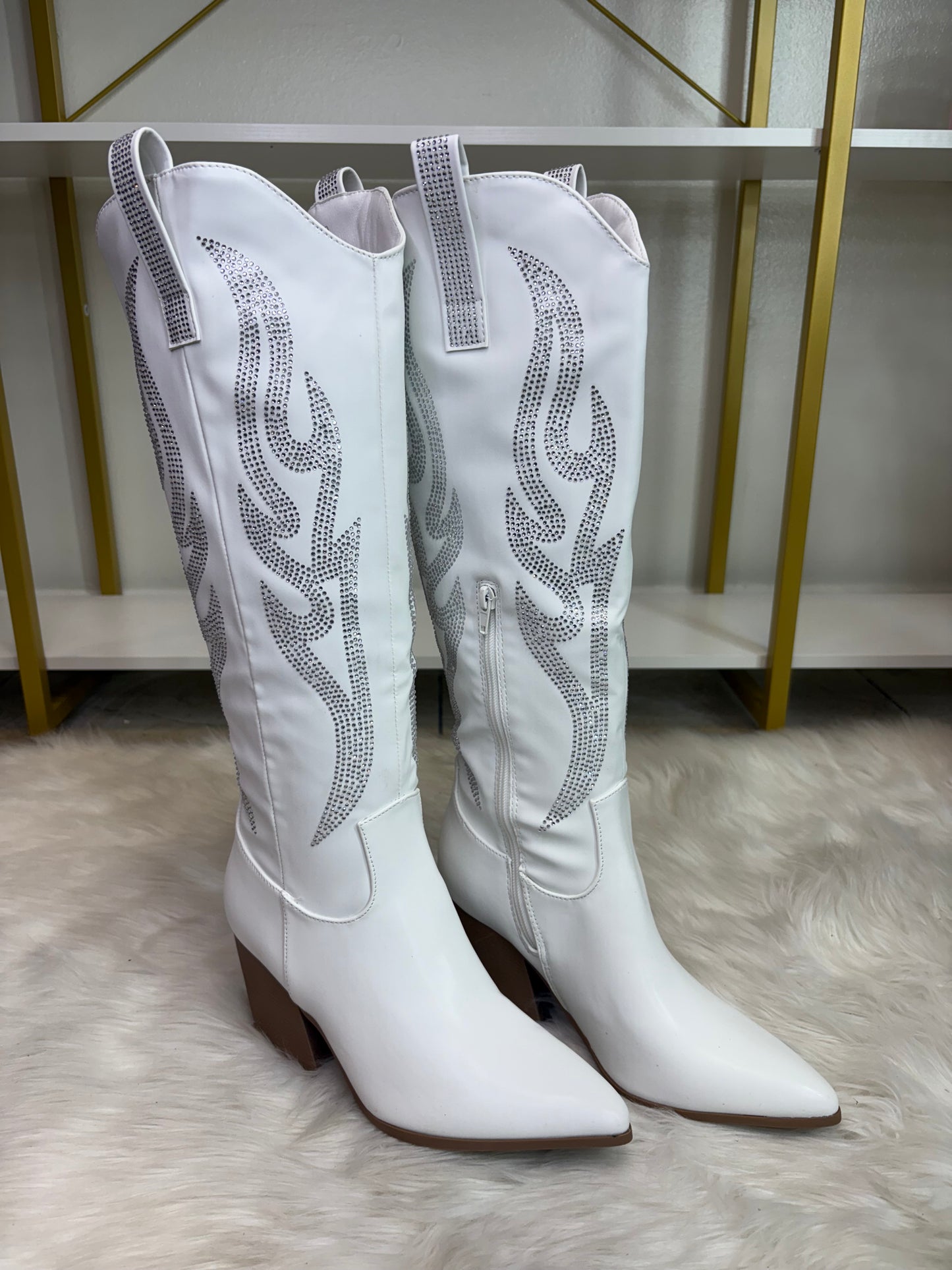 Adaline Western Boots- WHITE
