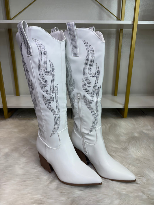 Adaline Western Boots- WHITE