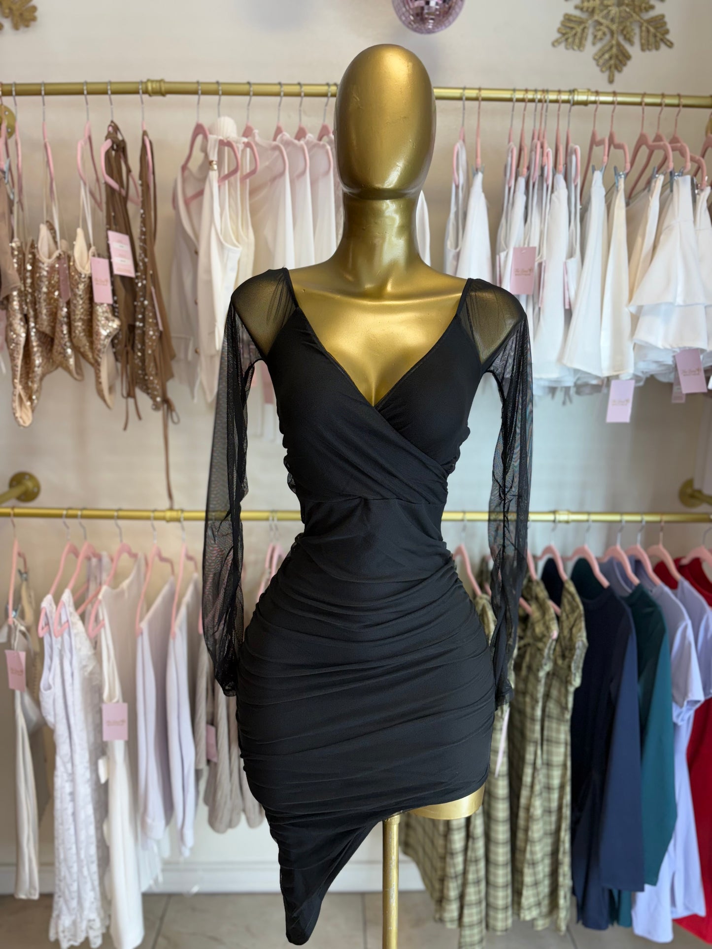 Midnight Mesh Wrap Dress