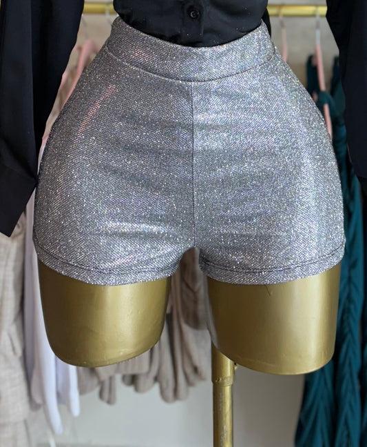 Silver sparkle shorts