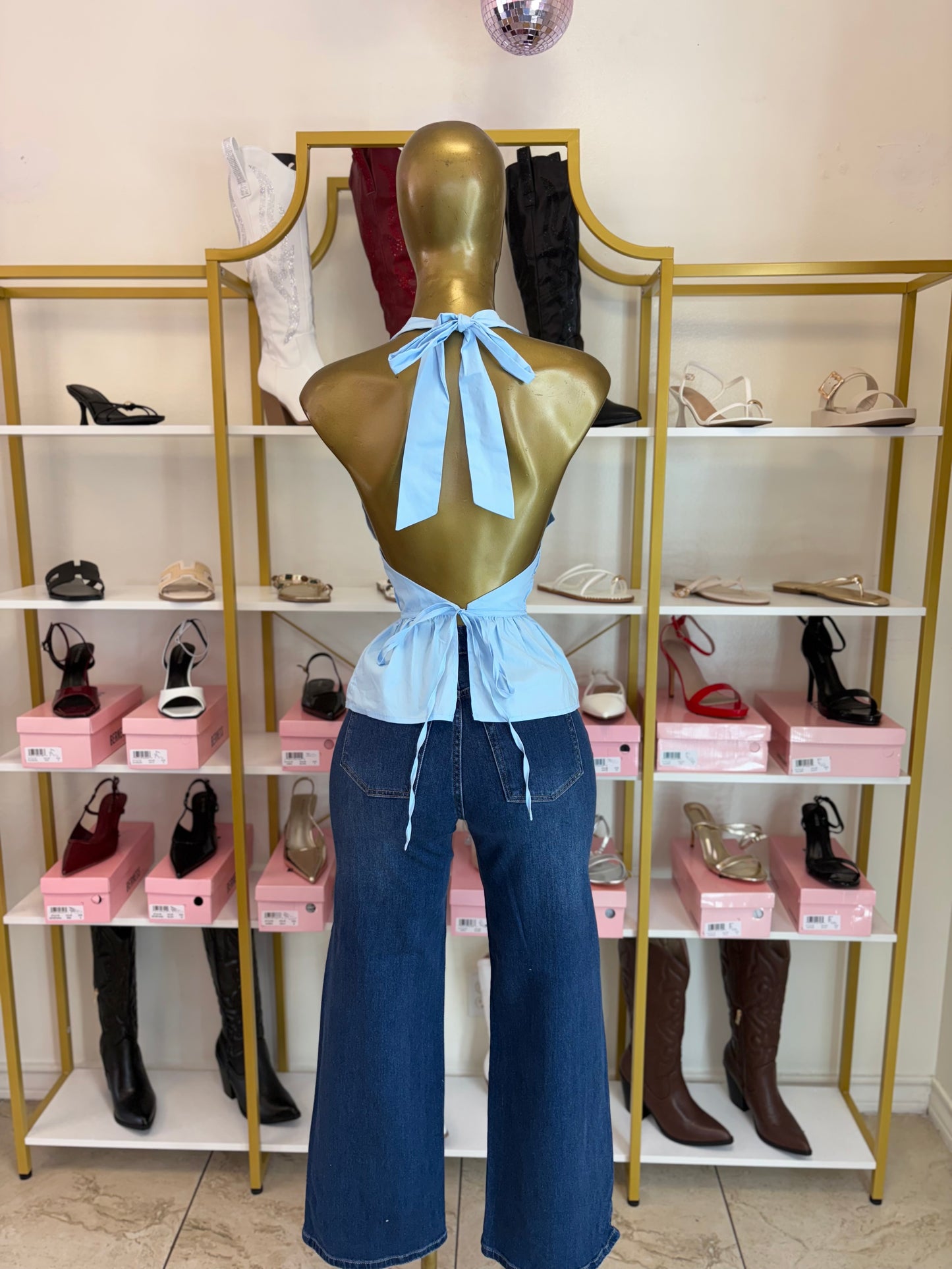 The Azure Peplum Top