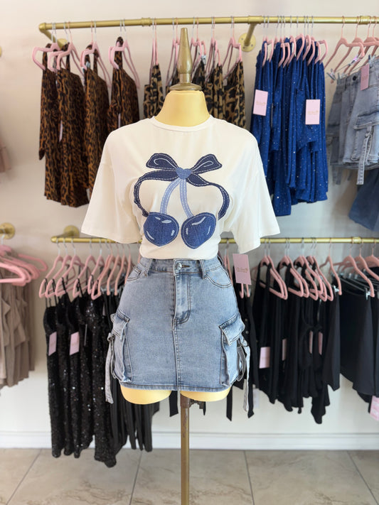 Denim Cherry Bows Tee
