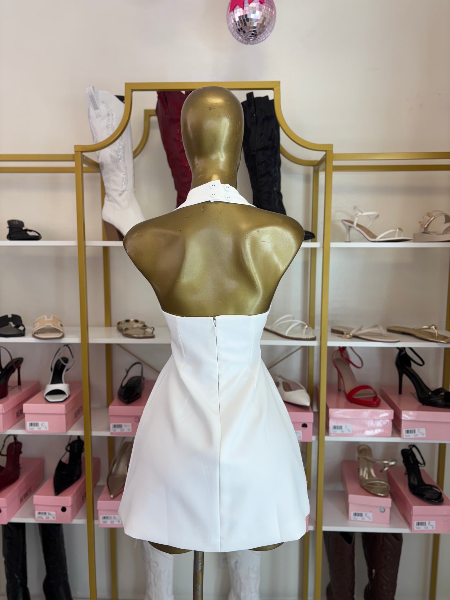 Pearl Luxe Halter Dress