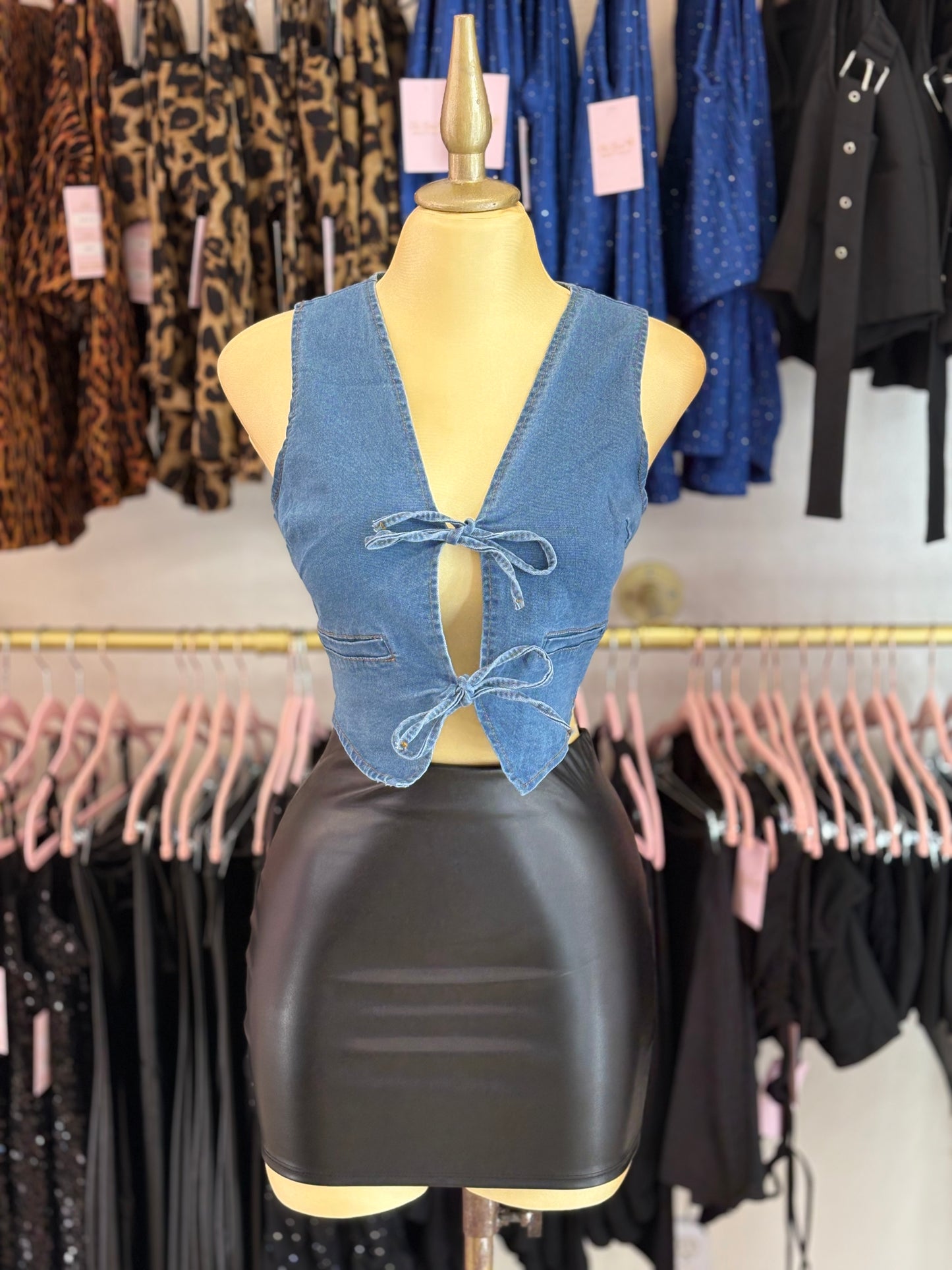 Luxe Knot Denim Vest