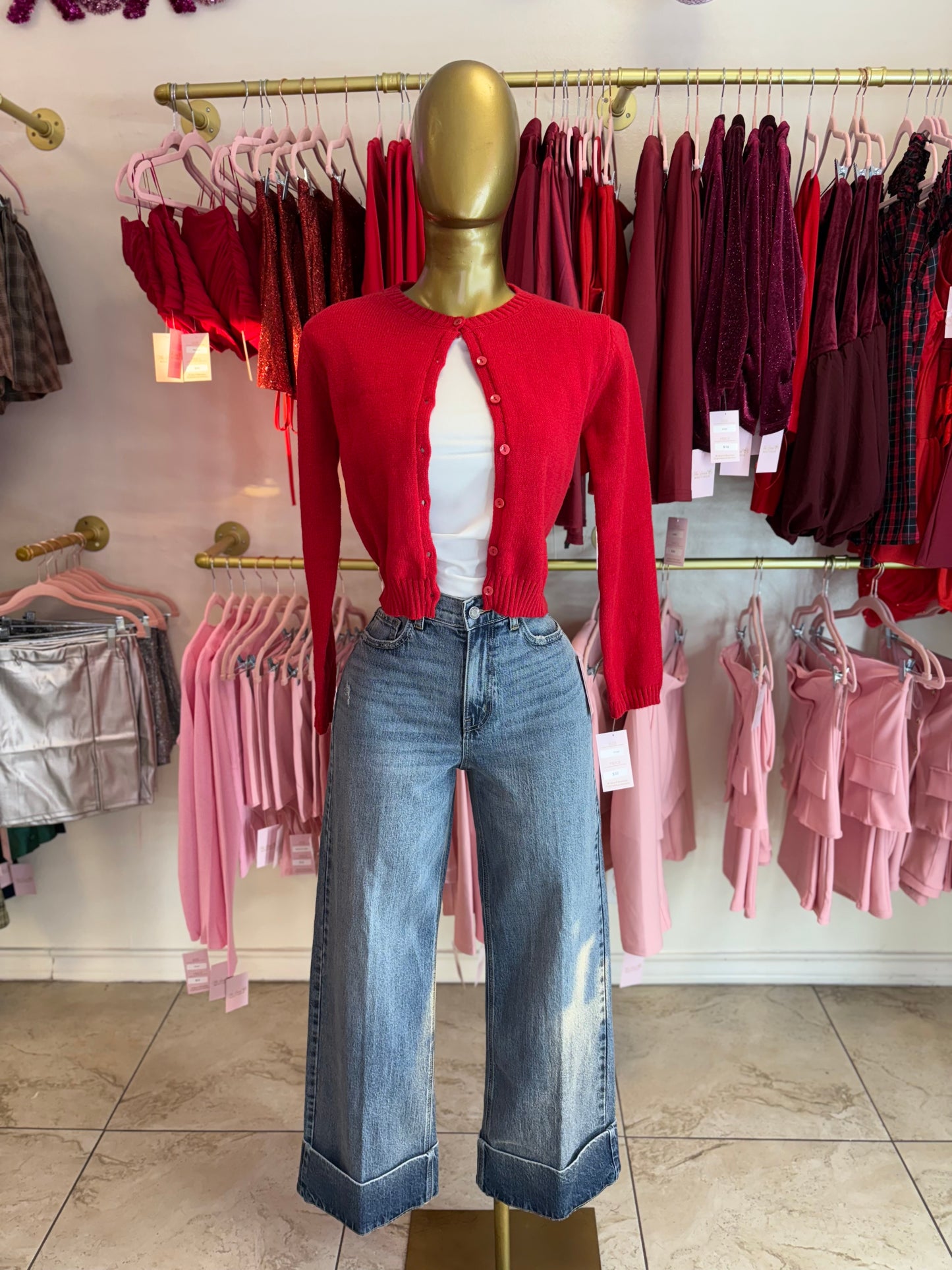 Red Sweetheart Cardigan