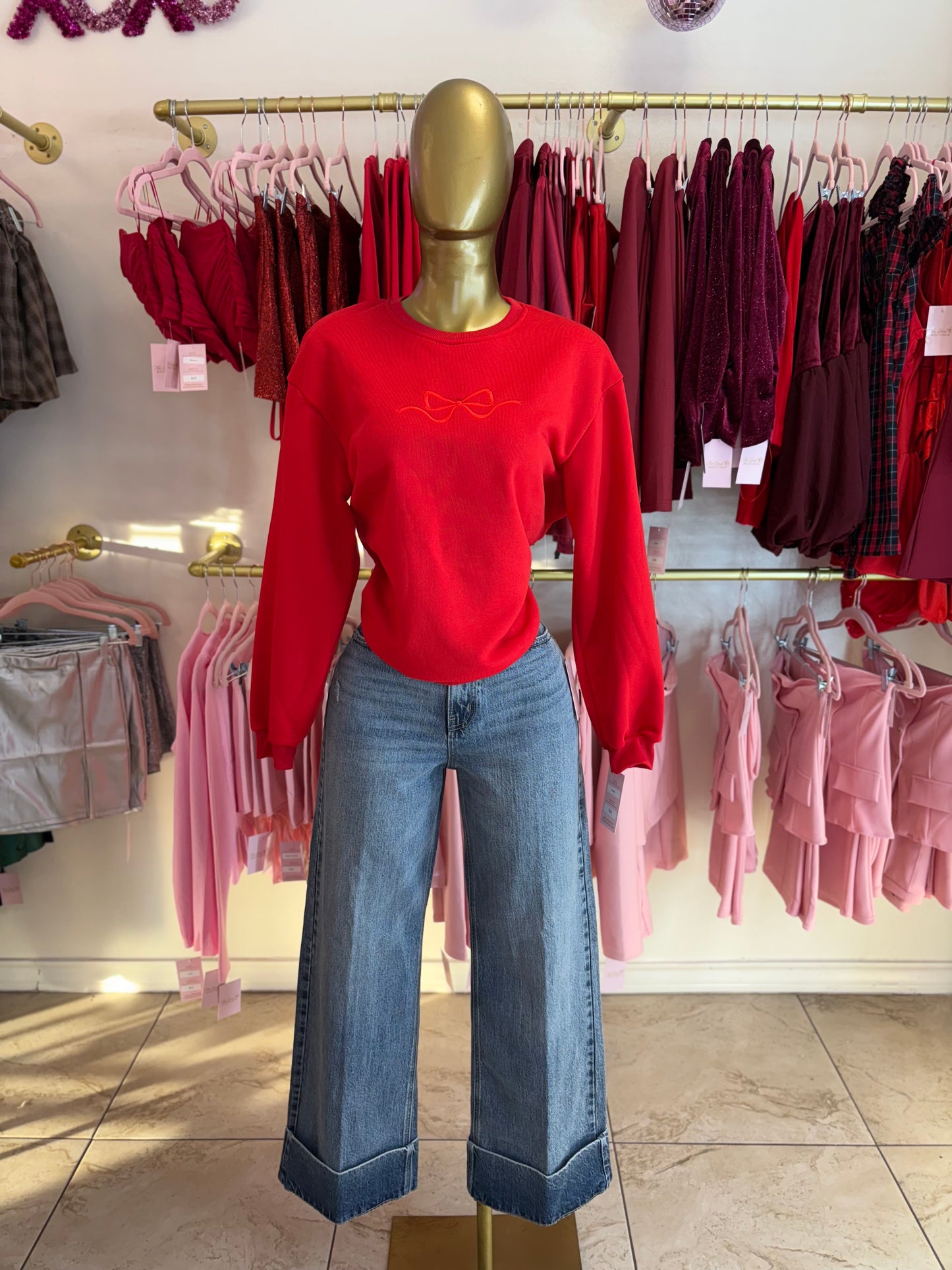 Red Bow Obsessed Crewneck