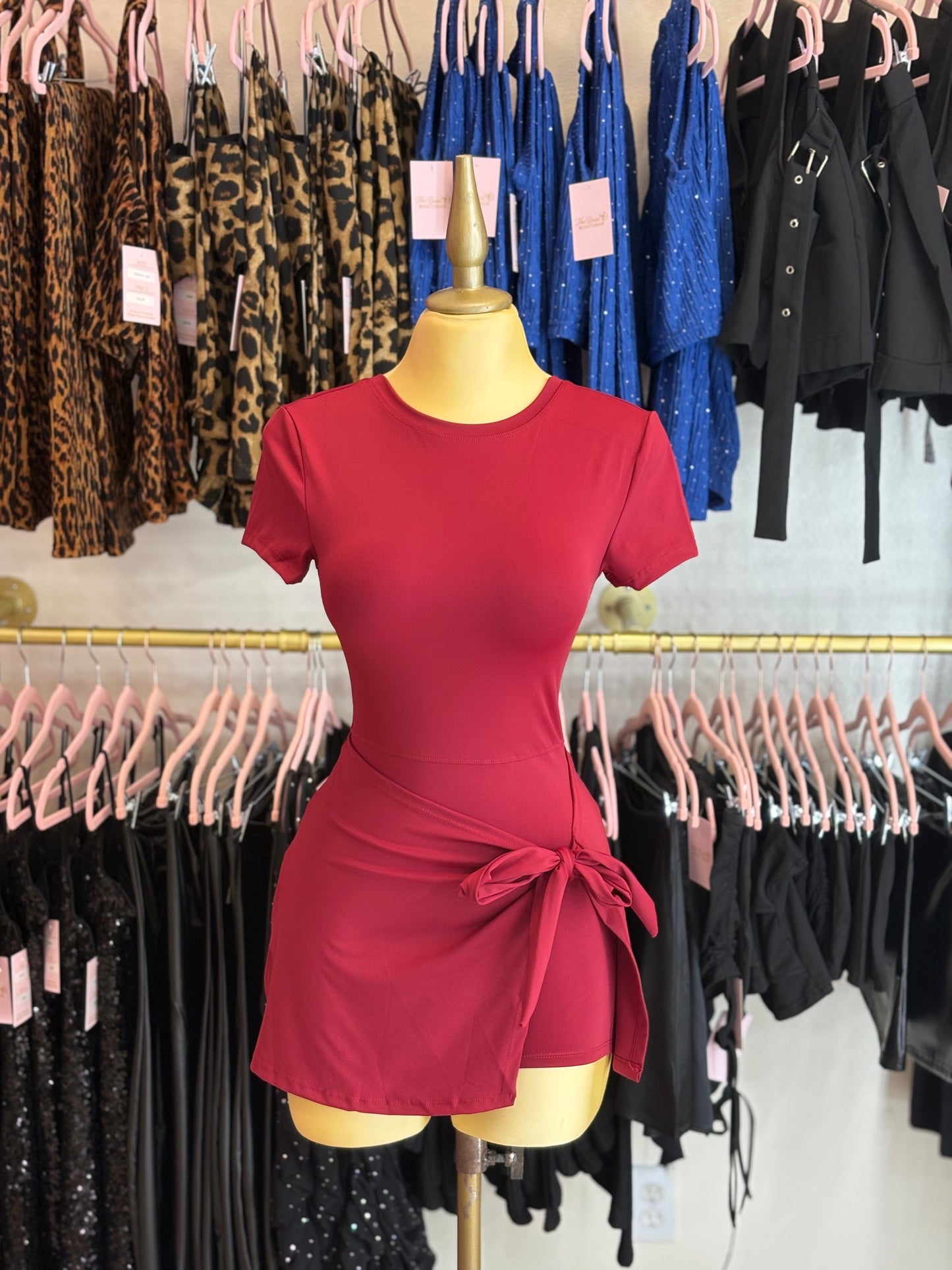 Burgundy sporty glam dress