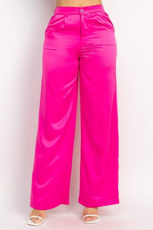 Hot pink satin pants