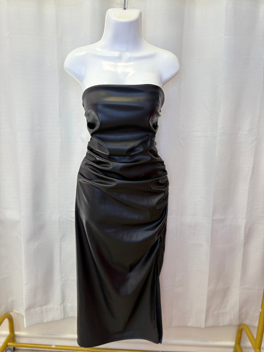 Black leather dress