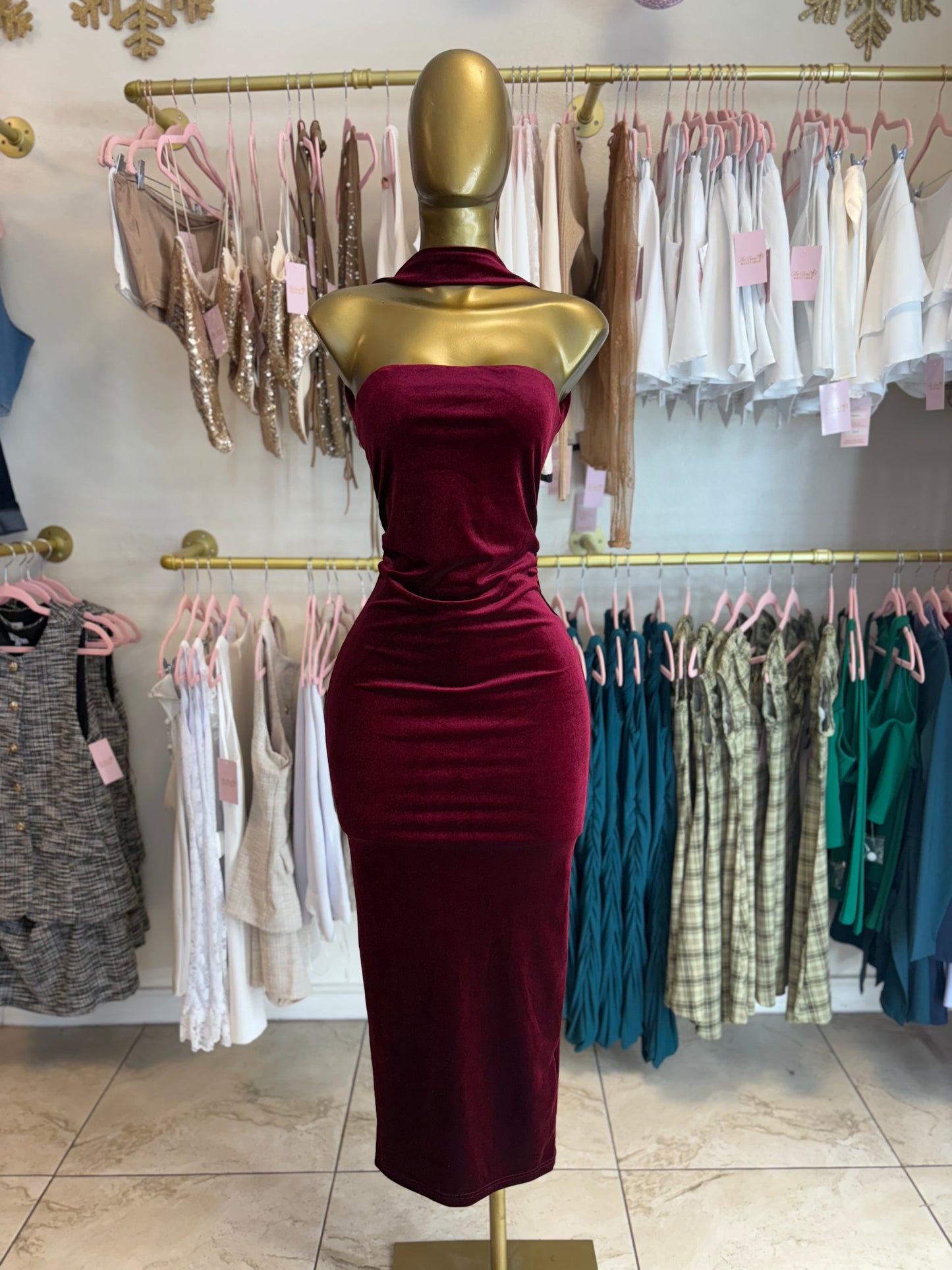 Burgundy Velvet Temptation Dress
