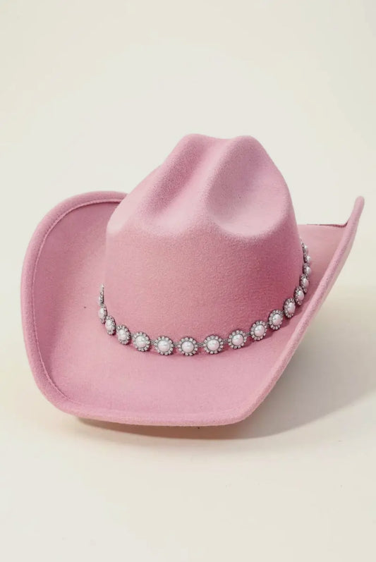Pink pearl cowgirl hat
