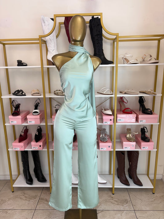 Sage Satin Set