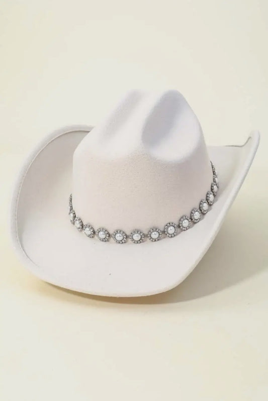Ivory pearl cowgirl hat