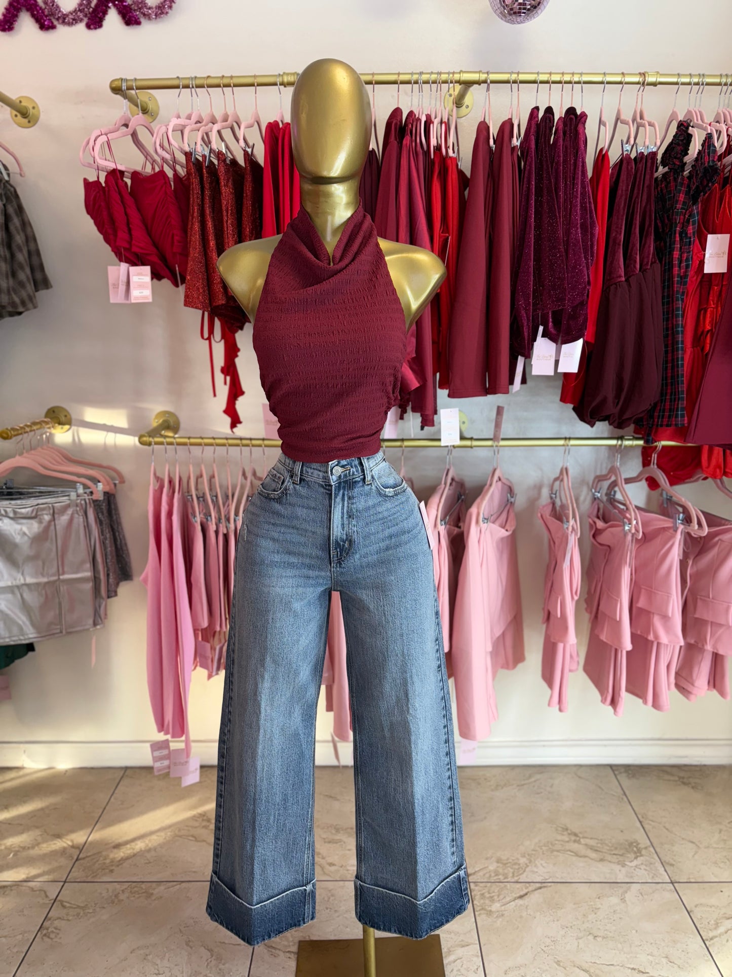 Ribbed Wine halter top