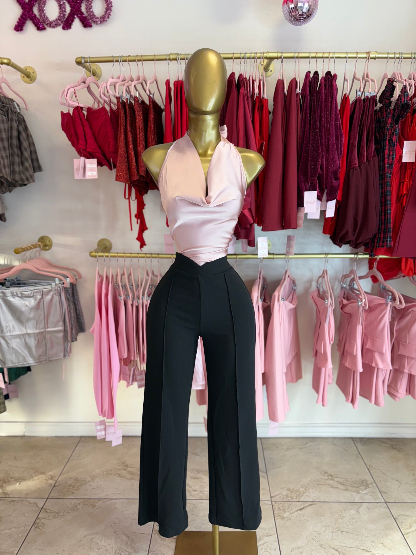Satin halter top - pink