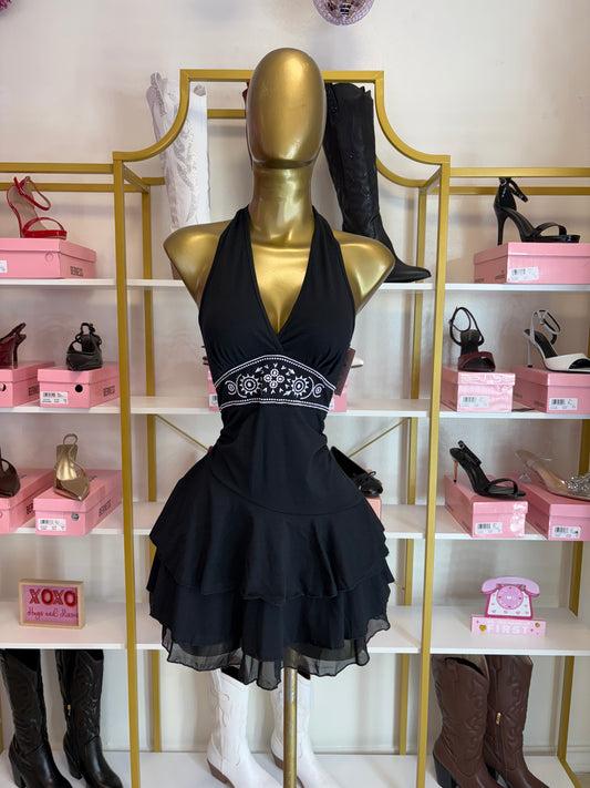 Black rodeo mini dress