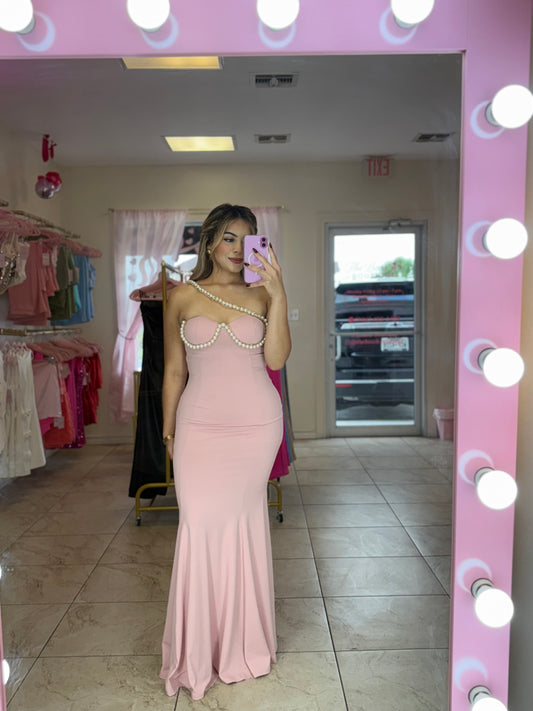 Pink pearled dress
