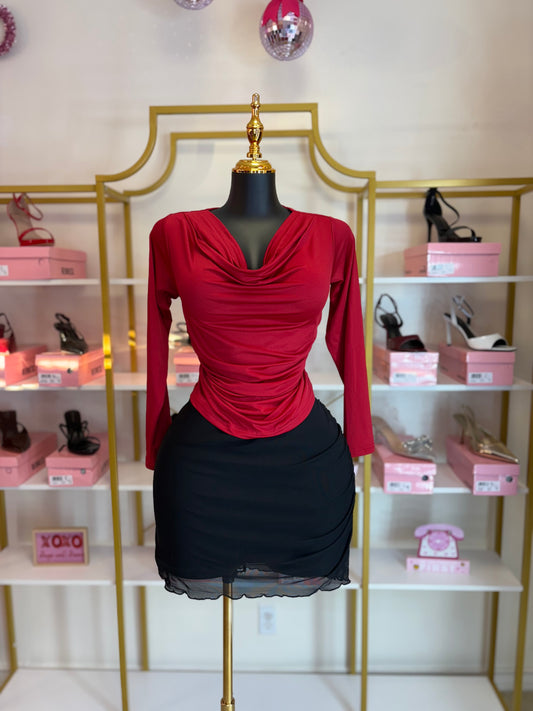 Forever Yours Drape Top- red plus size