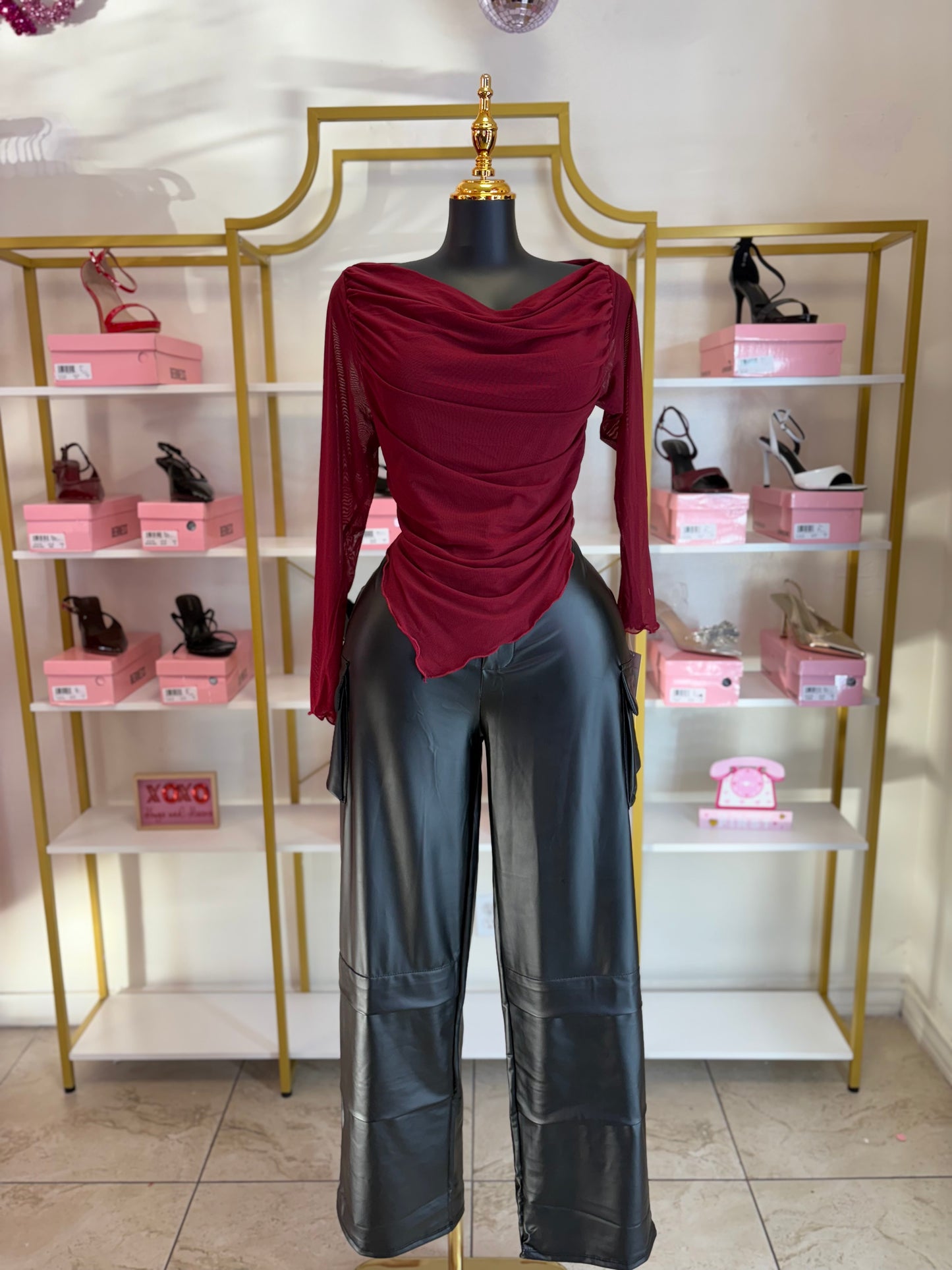 Burgundy assymetrical top