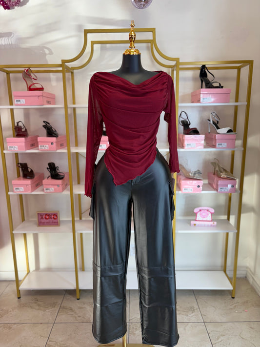 Burgundy assymetrical top