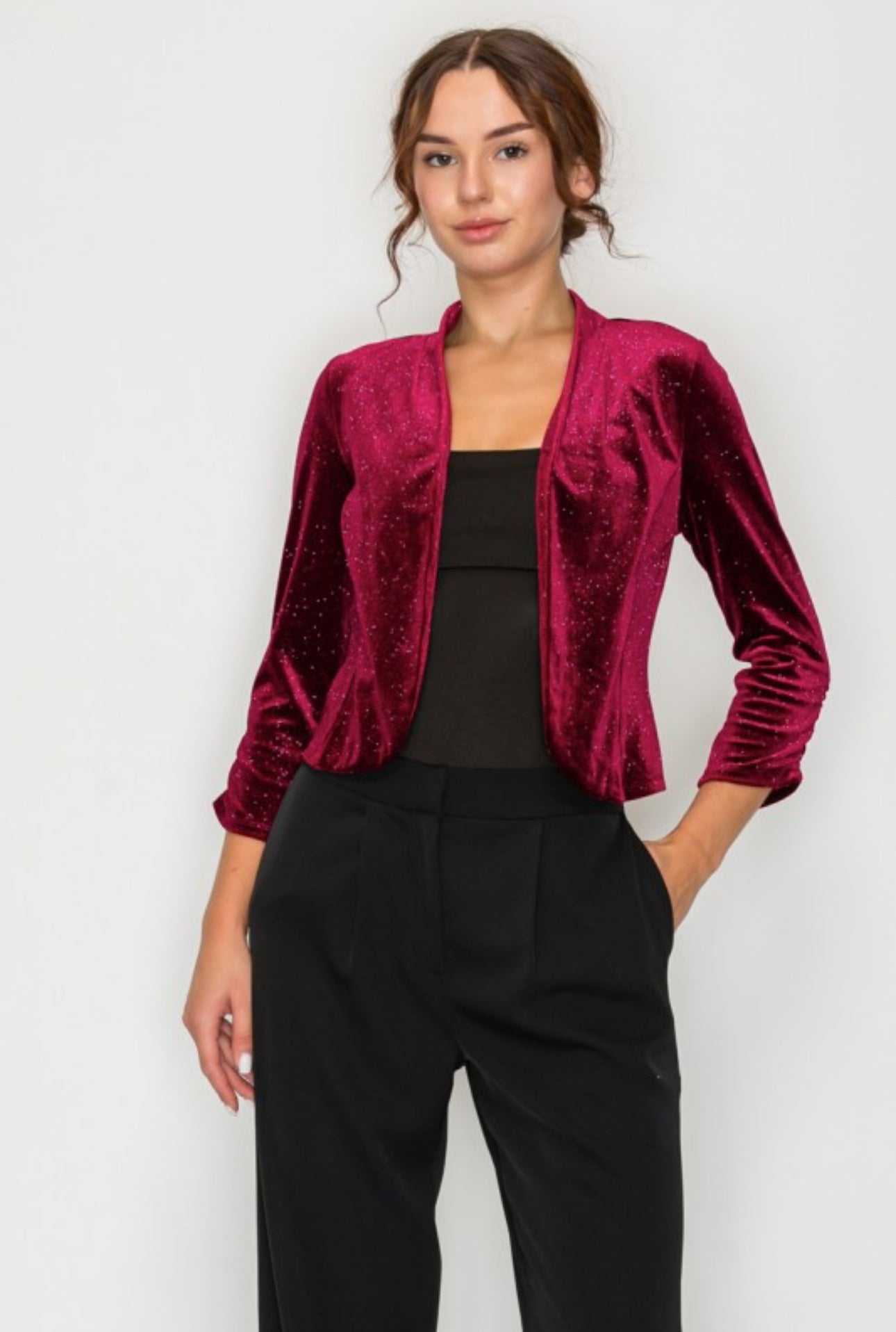 Burgundy sparkly blazer