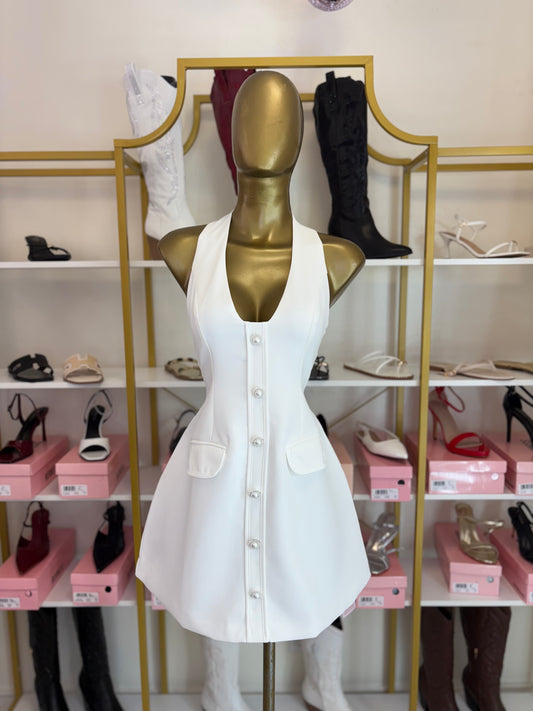 Pearl Luxe Halter Dress