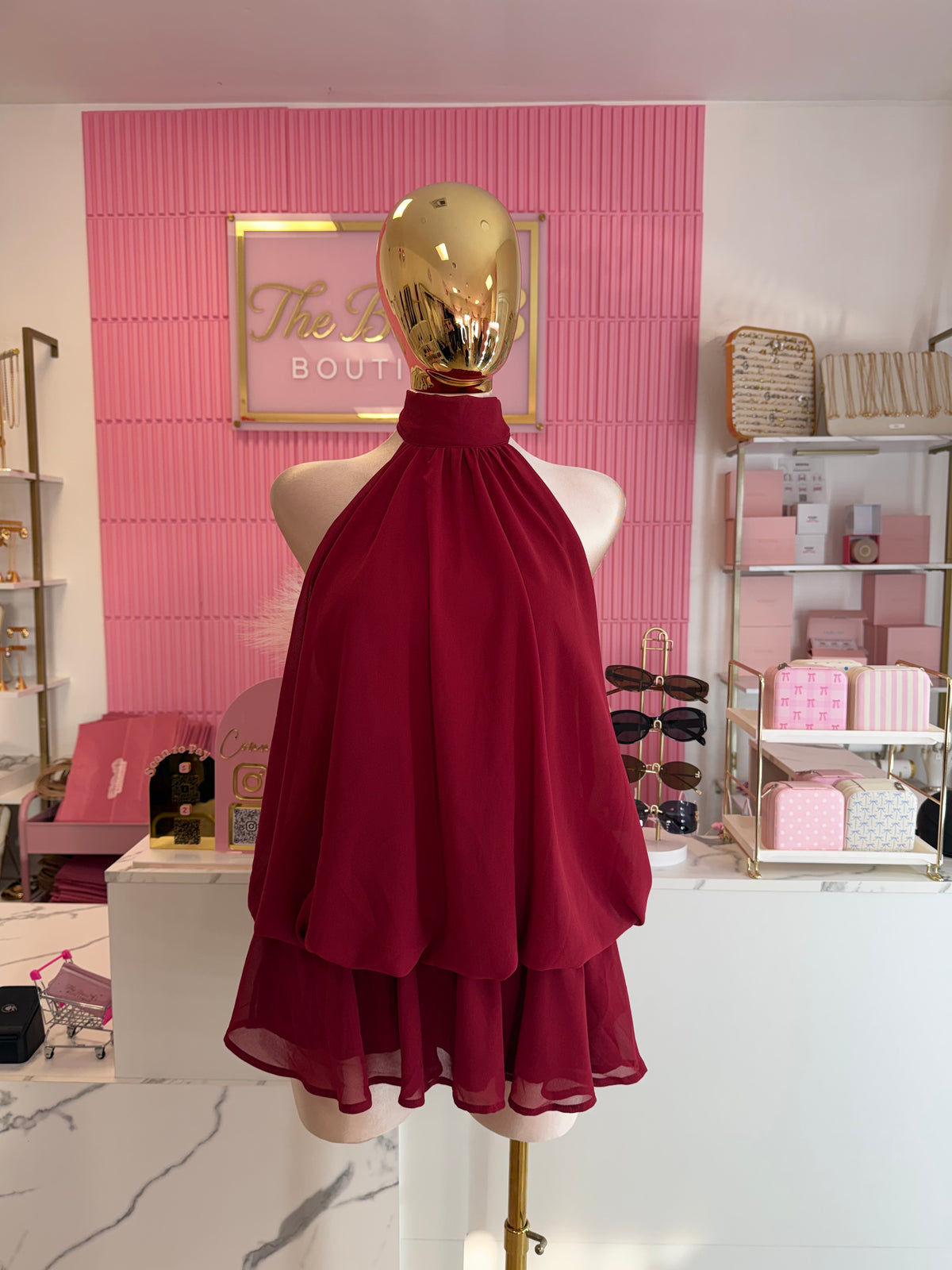 Autumn Bliss Mini Dress - Wine