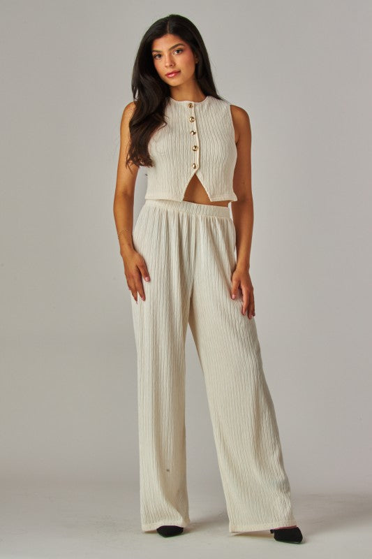 Off white waistcoat top & pant set